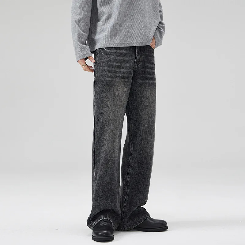 N40 American Simple High Street Retro Trendy Loose Full Match Casual Vintage High silhouette Mens Straight Jeans 250408