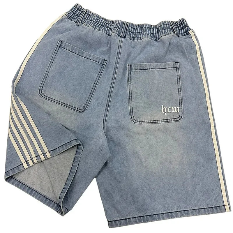 HCW street shorts retro ed striped loose denim Y2K casual clown fashion mens and womens basketball 250409