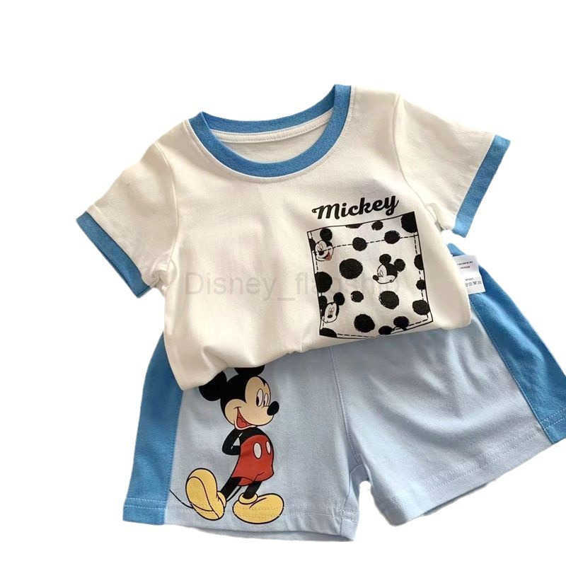 Disney 2024 Summer Childrens New Short Sleeve Pants Set Cute Boy Baby Soft Half Sleeve Top Casual Two Piece SetXJ250409