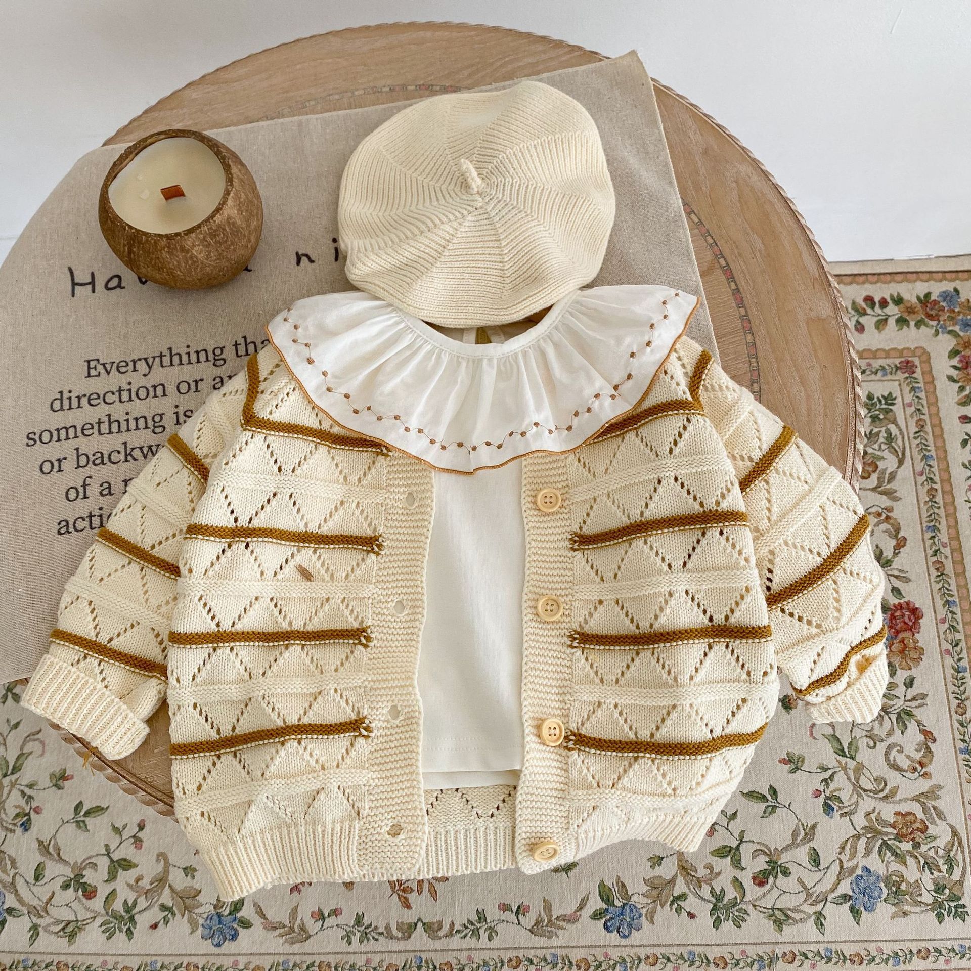 Ddmyshoesvip Baby And Toddler T Shirt Autumn New Style For Baby Girls With Embroidered Lotus Leaf Collar As The Base White Versatile Top