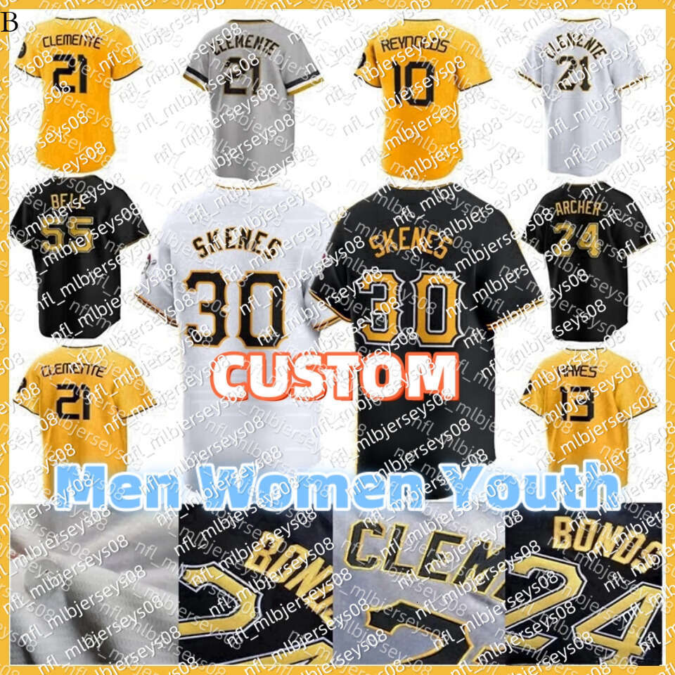 Custom MLB Pirates Baseball Jersey 23 Mitch Keller 30 Paul Skenes 22 Andrew 10 Bryan Reynolds 15 Oneil Cruz 8 Willie Stargell 21 Roberto Clemente KeBryan Hayes Tellez