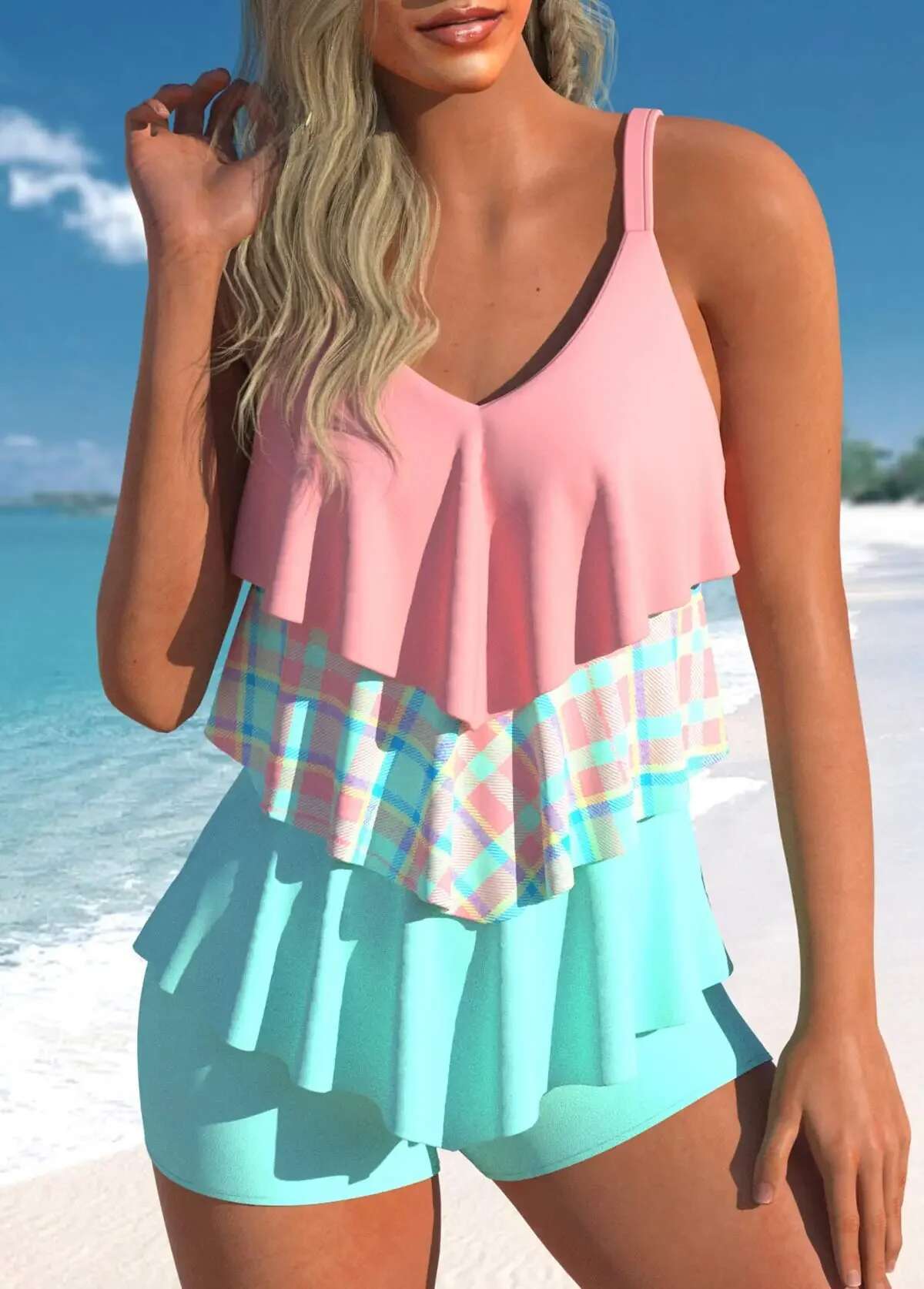 Summer Triple Ruffle Sexy Bikini Beachwear Ladies Low Waisted Swimsuit Women's Swimwear Swim Trunks S-6Xl