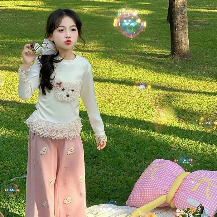 Ddmyshoesvip Girl S T Shirt Long Sleeved Outfit New Style Girls Autumn Sweet Lace Children S Top Trend For Babies In Spring And Autumn