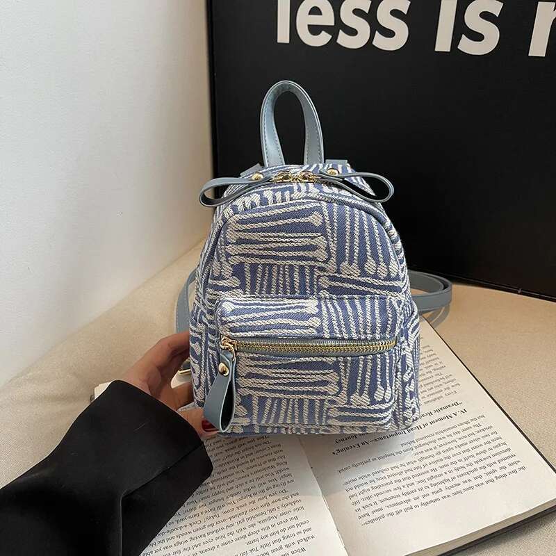 Denim Fashion Casual Women's 2024 New Mini Backpack Multifunctional Trendy Small Student Class Crossbody Bag