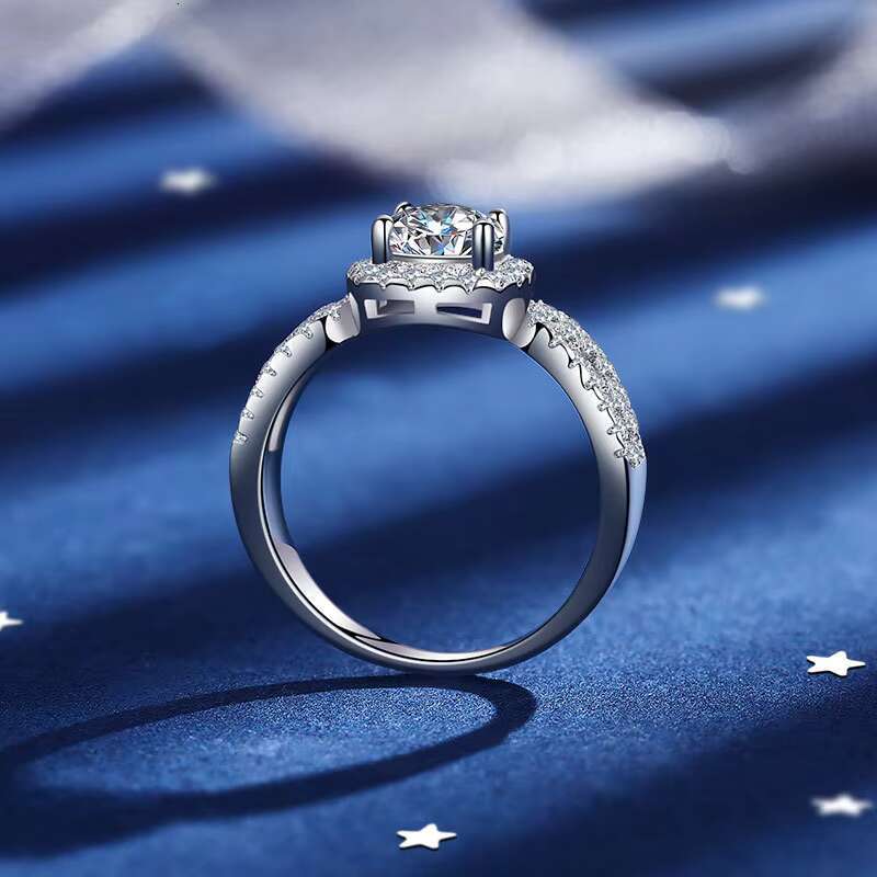 Wholesale Custom Jewelry VVS 1ct Brilliant Cut Moissanite Diamond Wedding S925 Sterling Silver Rings for Women Engagement Gift