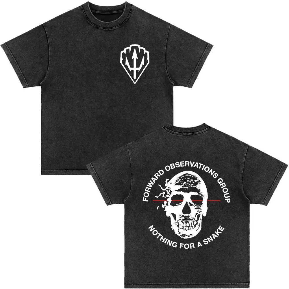 Forward Observations Group sees you washing vintage T-shirt skeleton graphic punk Gothic T-shirt womens oversized T-shirtXJ250409