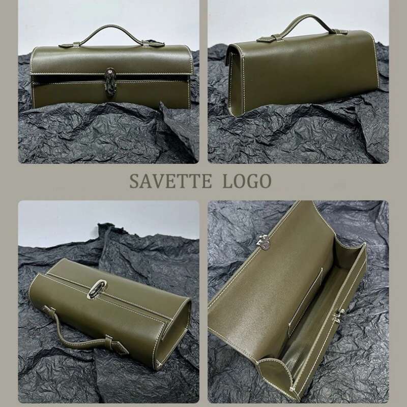 Brand Genuine Leather Tote Women's Simple Handbag Small Square Baguette Bags High Quality Savette Symmetry 27 Bag