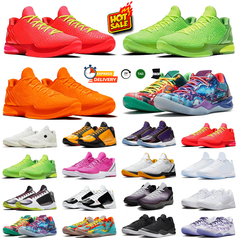 Designer shoes Black Mamba 6s 5s Potro Reverse Grinch Basketball Shoes 8s 9s Mambacita Indiana Fever Black Mens Trainers Outdoors Sports Sneakers 40-46