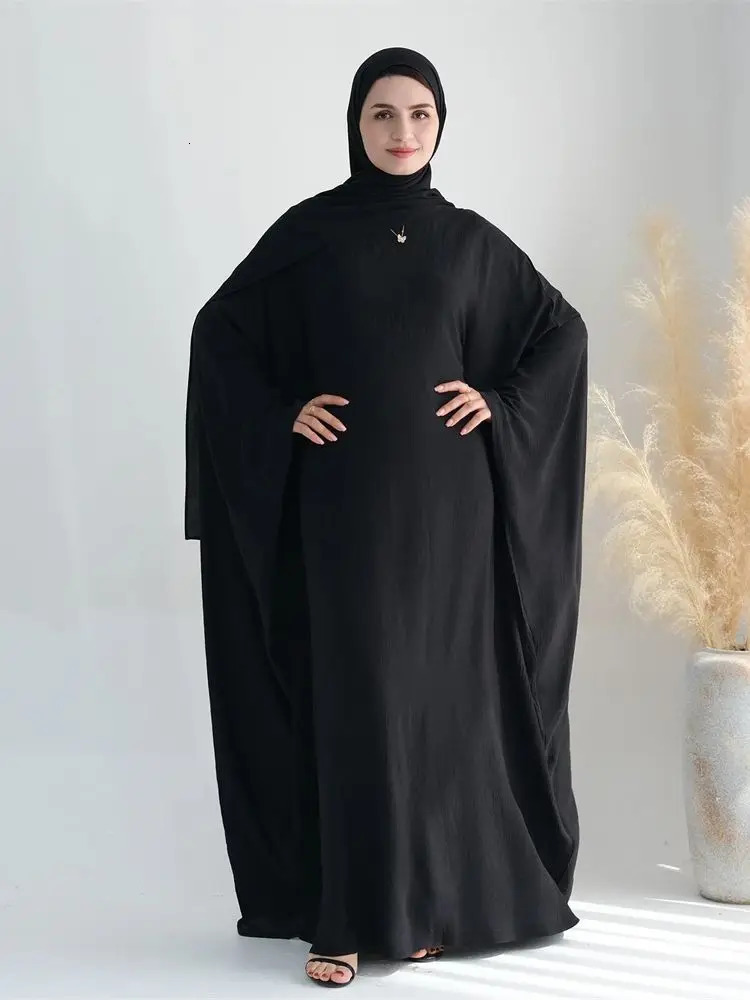 Cotton linen Khimar Abaya suit for Eid al Fitr Dubai Muslim headscarf dress Kaftan Abayas Caftan Marocain female Vestidos Para Mujer 250409