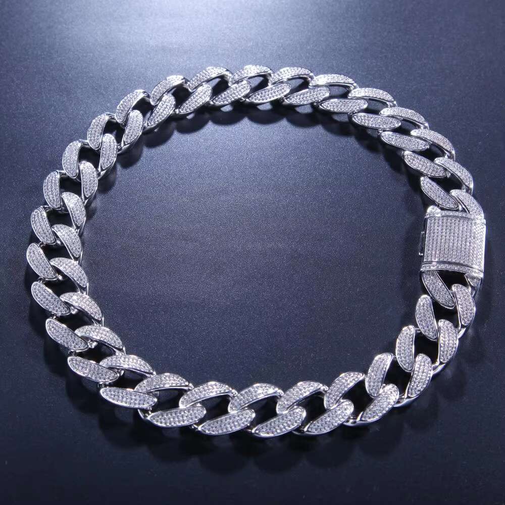 Hip Hop Jewelry Solid Sier Bracelet 14k Gold Ice Fully Cuban Chain k Necklace