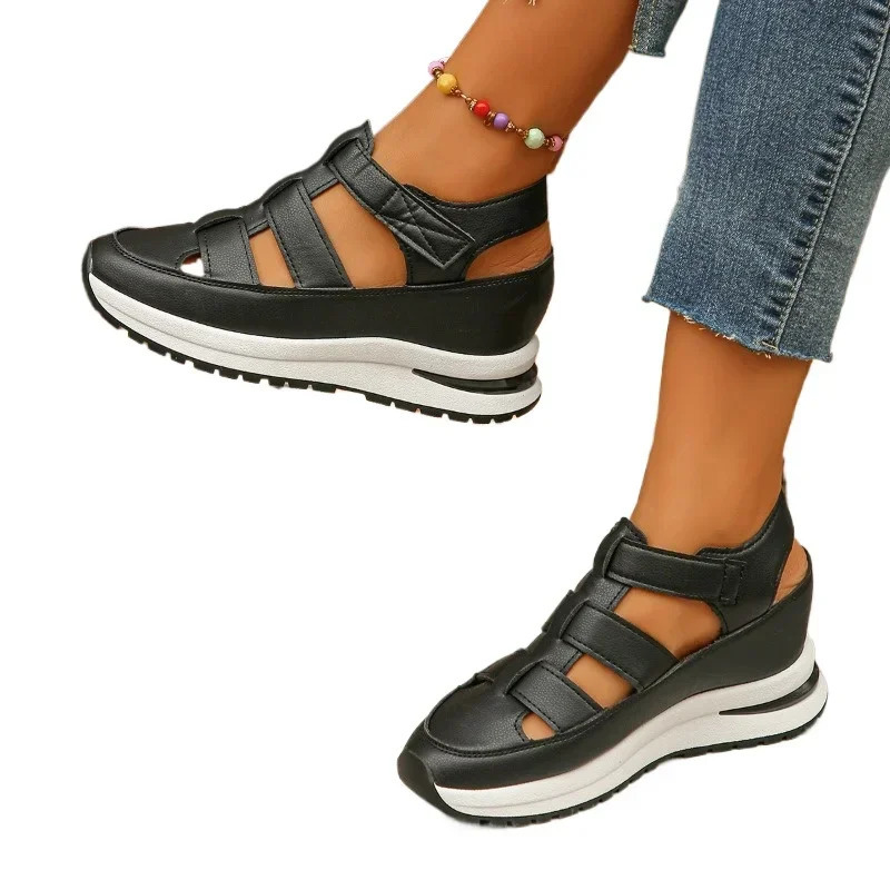 Womens shoes selling closed toe womens Roman casual sandals hollow platform wedge Plus size 250408