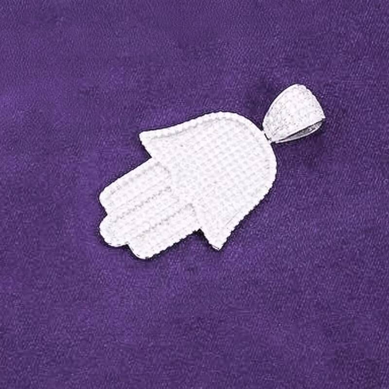 Hip Hop VVS Moissanite Iced Out Mens Lucky Fatima Hamsa Hand Cluster Pendant With 925 Sterling Silver Pass Diamond Tester