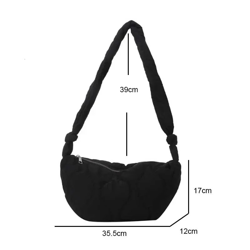 Womens inflatable shoulder bag soft cotton pad handbag wallet bedding cross body solid color bubble cloud 250408