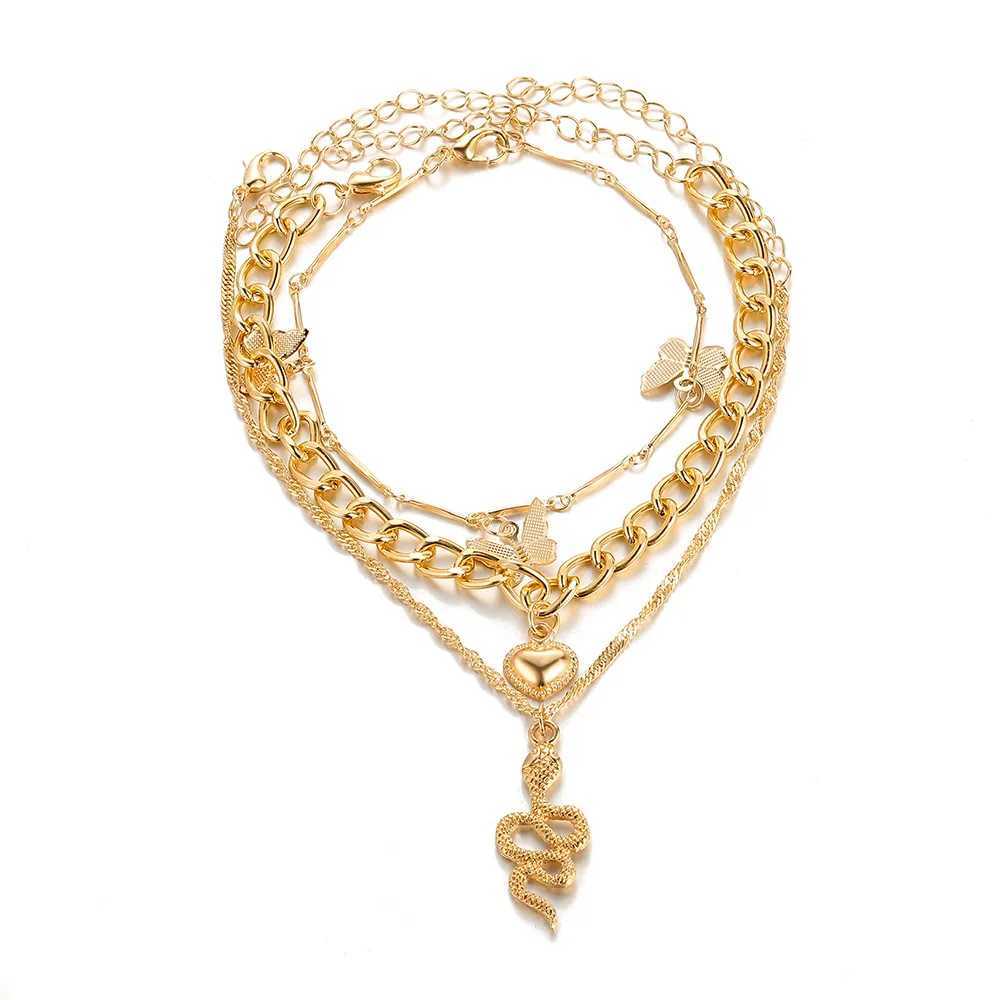 3Pcs Bracelet European And American Simple Temperament Women Jewelry New Creative Snake Gold-color Popular Anklet Z250408