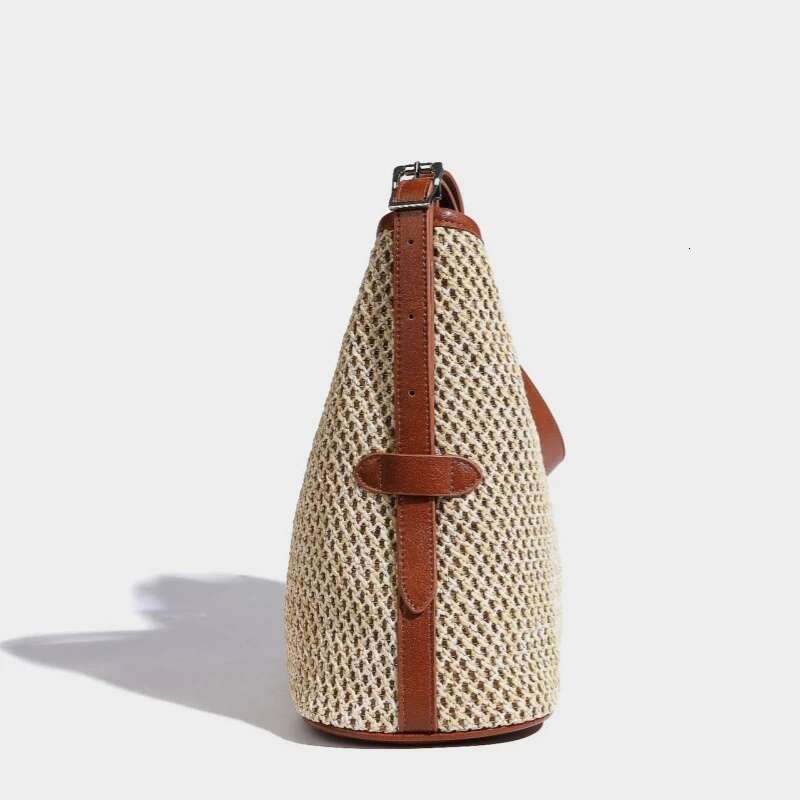 Meet You Hollow Out Bucket Large Capacity Single Shoulder Tote Summer Style Straw Woven Beach Shopping Bag 2025 Female