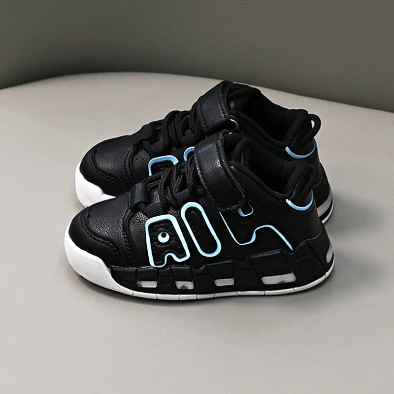 Free Shipping 2025 Children's High Top B-ball Shoes, Big Air Cushion Shock Absorbing Sneakers, Unisex Boys Girls Casual Wear