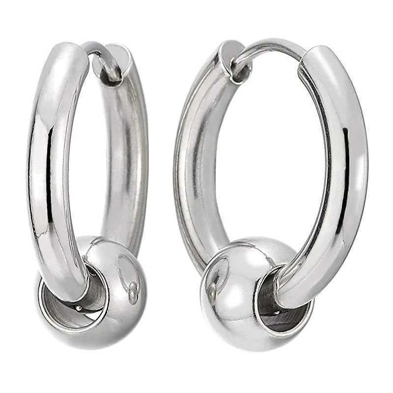 Gold-Color IP Plating 316 Stainless Steel Circular 8 10 12 14 16mm Ball Hoop Earrings No Fade Allergy Free Classical Brief Style Z250408