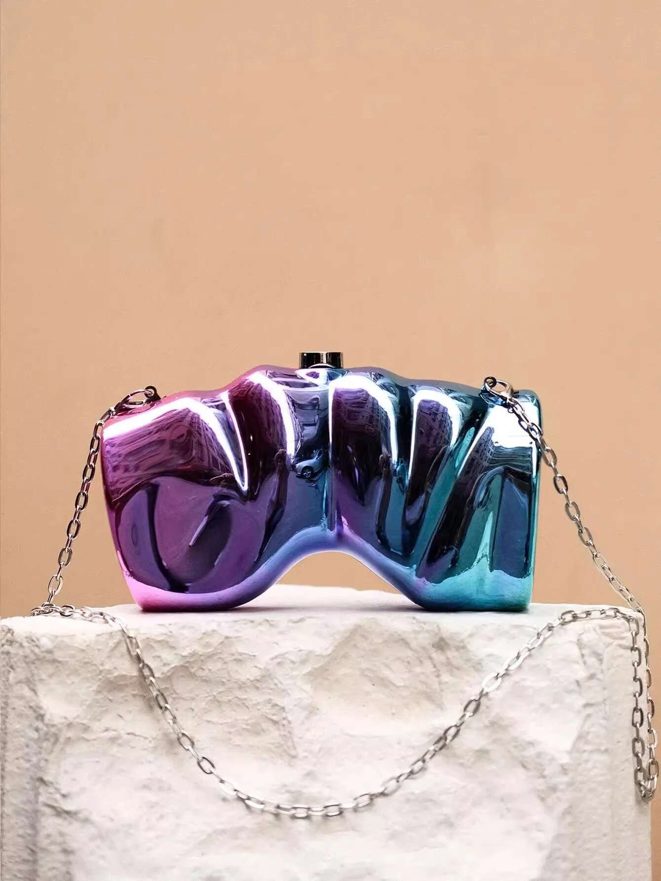 Golden Evening Bag Purses And Handbags Designer Shoulder Bags Funny Shape Party Wedding Acrylic Shiny Clutch Purse 2025