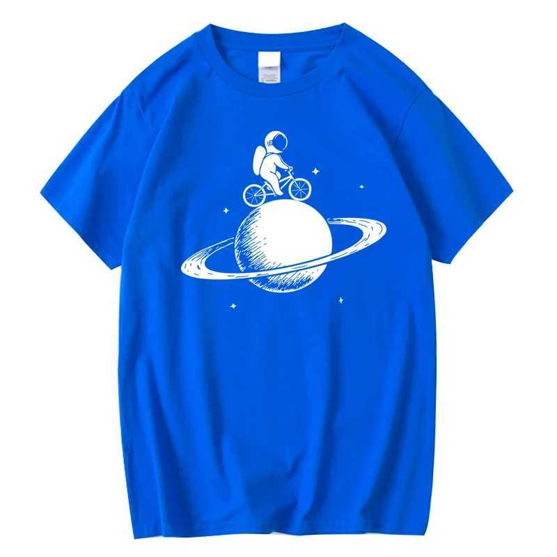 New Mens T-shirt 100% Cotton Casual Funny Space Design Printed Summer Loose O-neck Mens Short sleeved T-shirtXJ250409