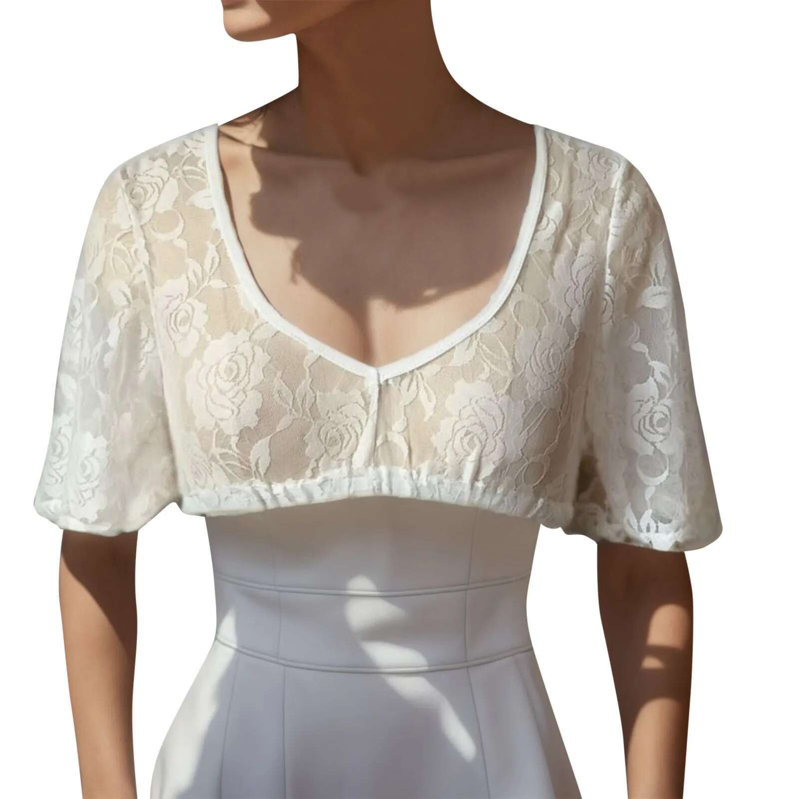 Dongdumaoyi Elegant Short Sleeve Oktoberfest V Neck Lace Ral Traditional Bavarian Beer Blouse Cosplay Costume Dirndl Wrap Crop Top Women S Tight Under