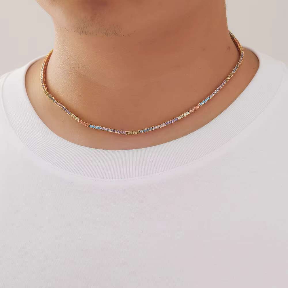 Bling 2mm Cubic Zirconia Tennis Chain Gold Plated Fashion Pave CZ Iced Out Necklace Bracelet Necklace for Women and Men