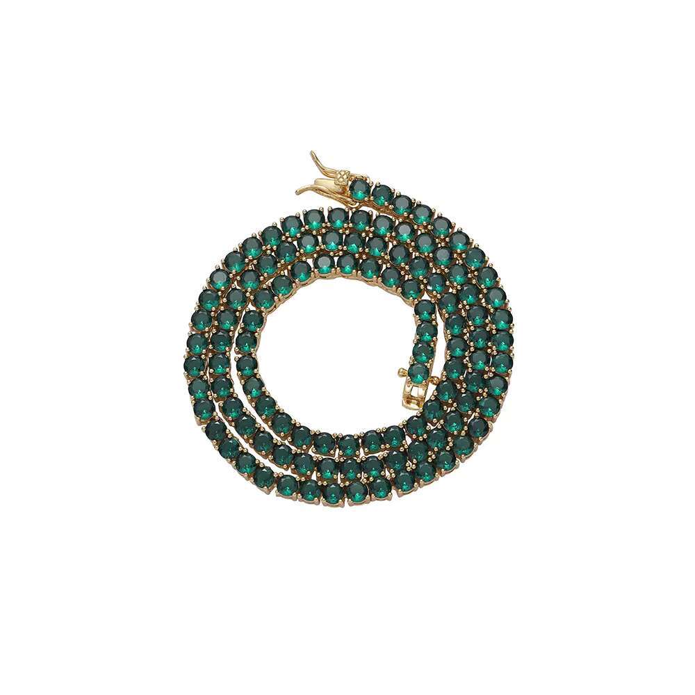 Wholesale Gold Plated Emerald Brass Diamond Necklace Hypoallergenic Womens Moissanite Necklace