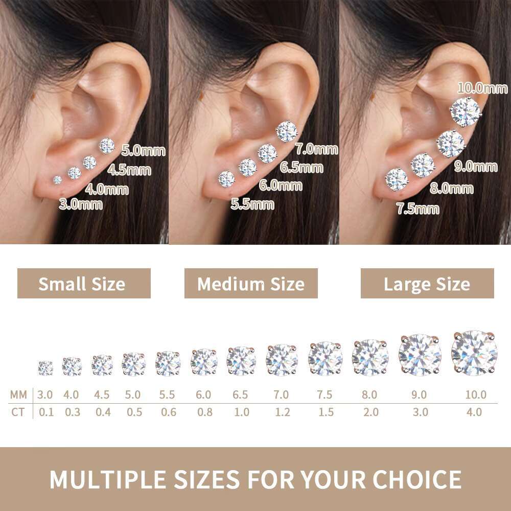 0.5ct 1ct Trendy Sterling Silver Flower Butterfly Heart Shaped Diamonds Mossanite Moissanite Screw Back Stud Earrings for Women