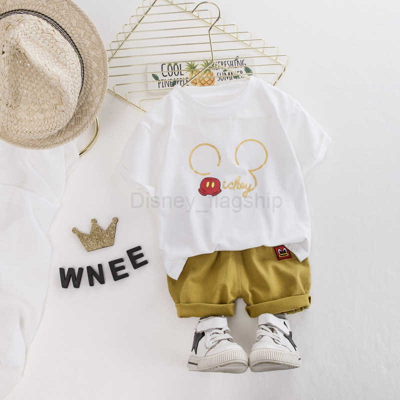 Disney Childrens short sleeved set summer childrens clothing new styles of childrens clothing cartoon T-shirts for middle and young children trendyXJ2