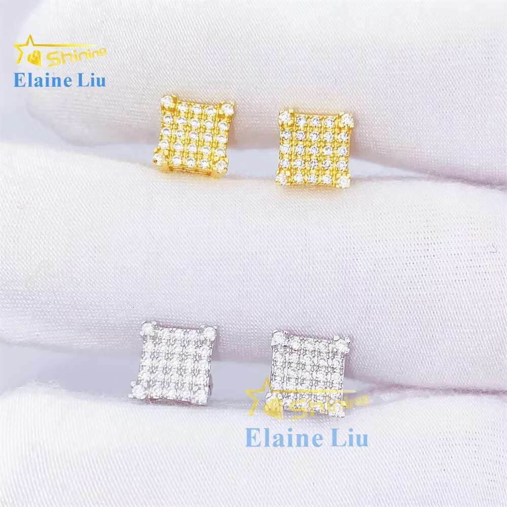 Wholesale Price Fine Jewelry Men Diamond 925 Sterling Silver Vvs Moissanitehip Hop Iced Out Jewelry Stud Earrings