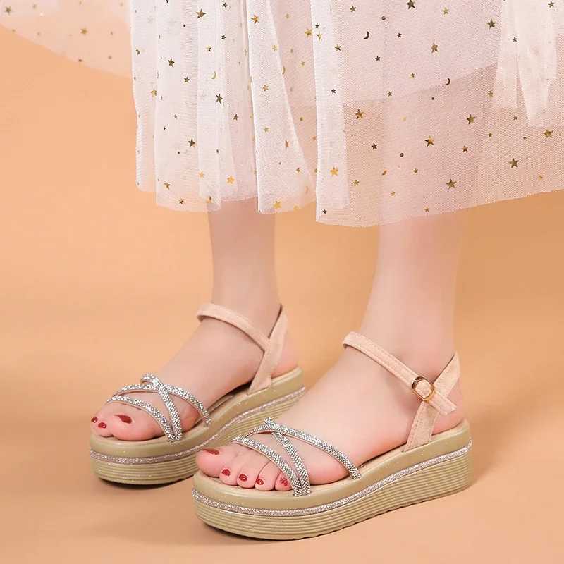 New Arrival 2025 New Thin Strip Roman Shoes Open Toe Wedge Womens Sandals Summer Fashion Casual Elegant Fashion High Heels Shoe Number 803 T250409