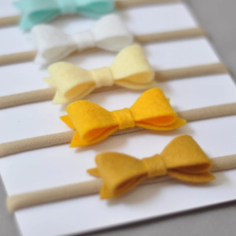 20 pieces/batch handmade mini felt bow headband with small bow nylon hair suitable for baby and girl hair accessories 250409