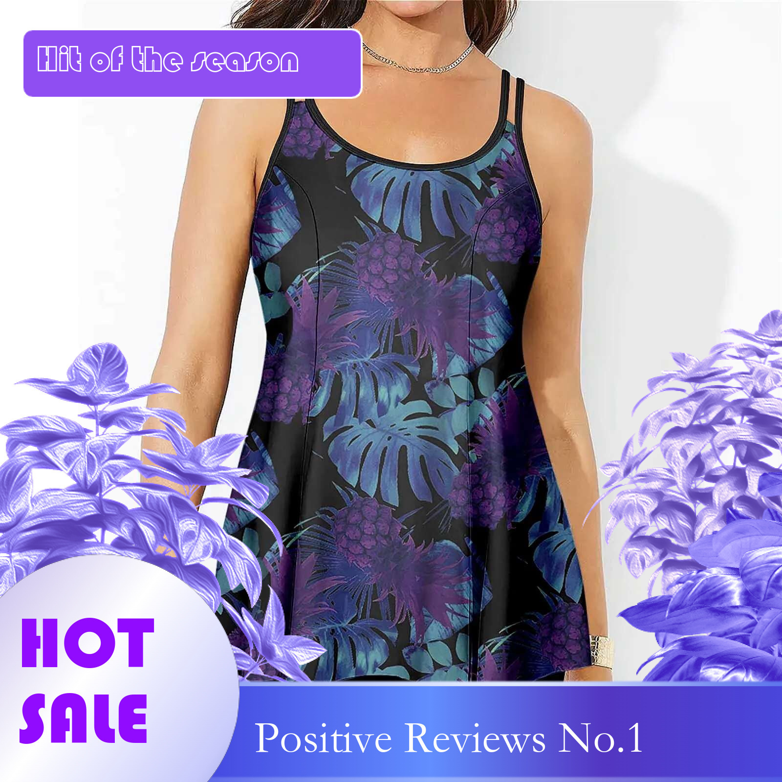 Dongdumaoyi Tankini Swimsuits For Women Summer Two Piece Bathing Suits Print Sling Swim Tank Top With Shorts Beach Swimwear