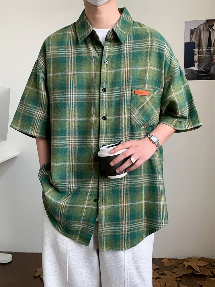 Summer mens plain cotton short sleeved plus size 6XL 7XL 8XL 10XL green oversized formal casual high-quality 250408