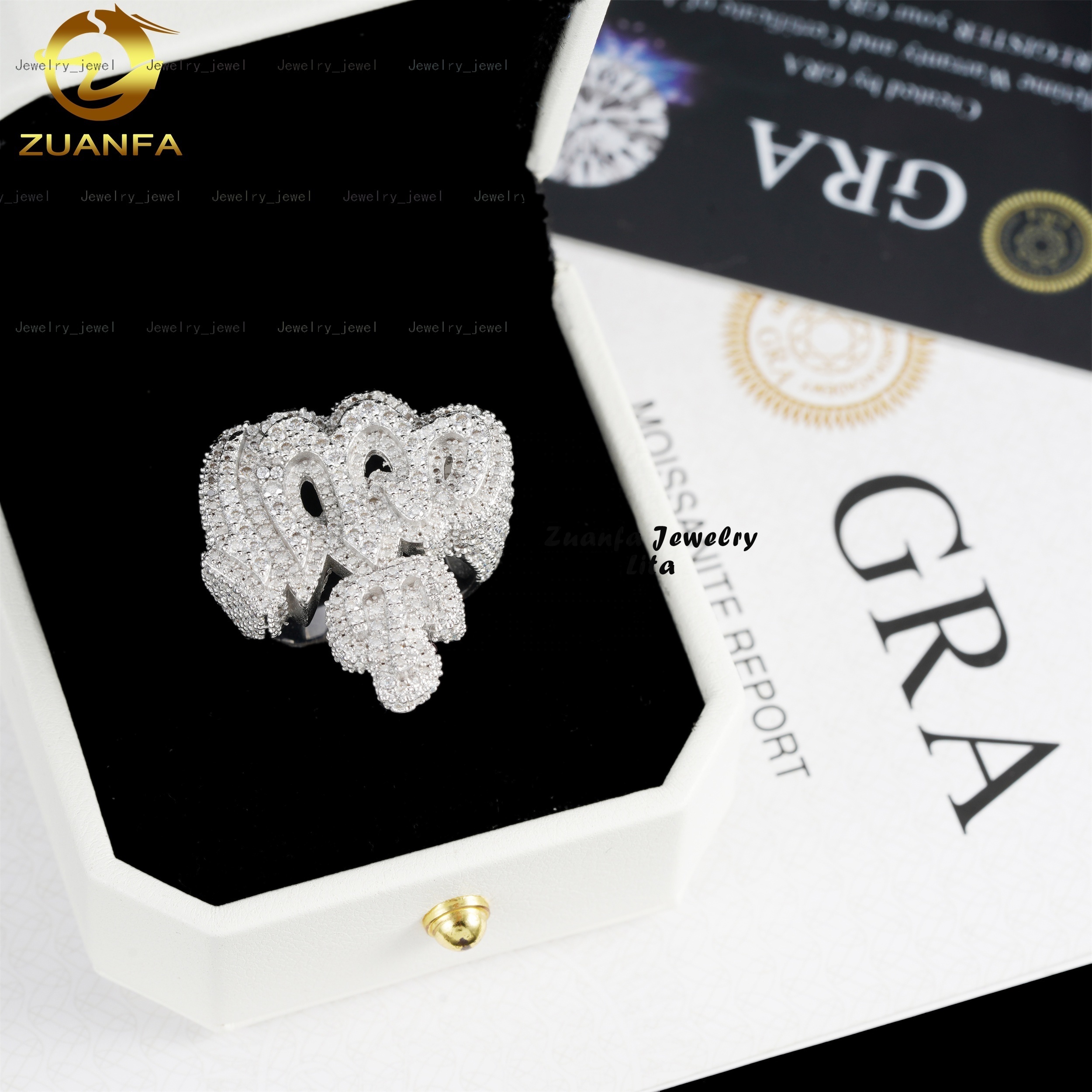 New Arrivals 925 Silver Allah Rings Iced Out VVS Diamond Mens Moissanite Hip Hop Ring