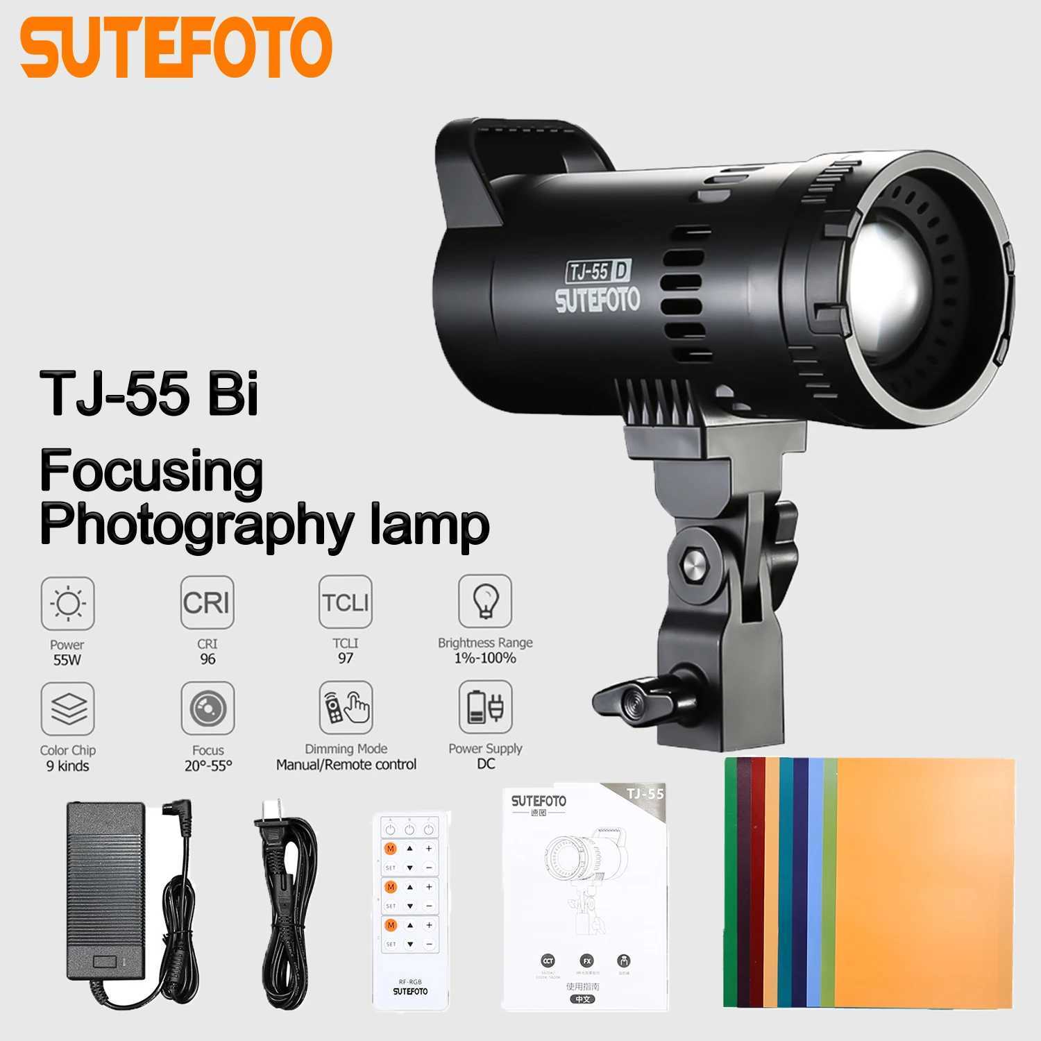 Sutefoto TJ-55 dual color video fill light 55W COB photography light with CRI96 3200K-5600K suitable for Studio/Vlog X250409