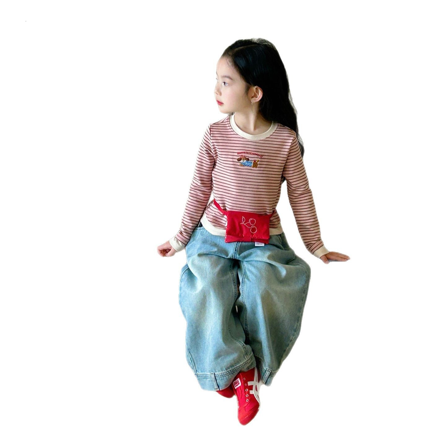 Ddmyshoesvip Spring New Girls Elegant Striped Long Sleeve T Shirt Children S Cartoon Base Shirt Baby Casual Top