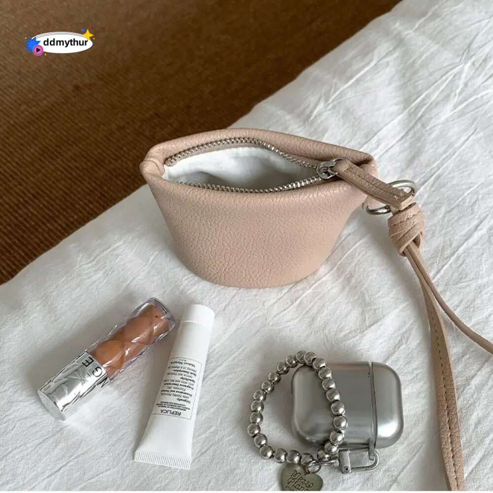 Fashion PU Leather Women Coin Purse Hanging Neck Solid Color Small Wallet Soft Zipper Lipstick Key Bag ddmythur