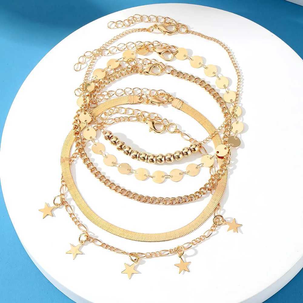 Bohemia Gold Color Snake Ankle Bracelet Set For Women Butterfly Key Lock Charm Multiple Styles Anklet Chain On Leg Boho Jewelry Z250408