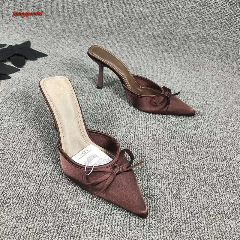 Women's Fashion Baotou Spring New Pointed Head Shallow Mouth Butterfly Knot Anti-slip Wear-resistant High Heels Sandals ddmypanda