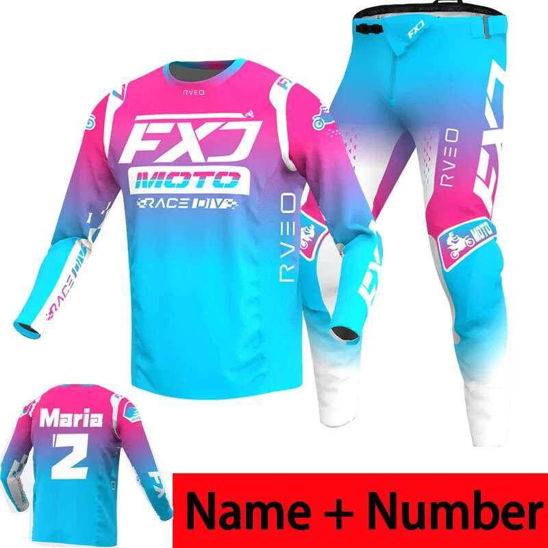 NEW 2024 FXJ enduro motocross gear set mx jersey pants White motorbike clothing mtb carracing suit Off Road equipment