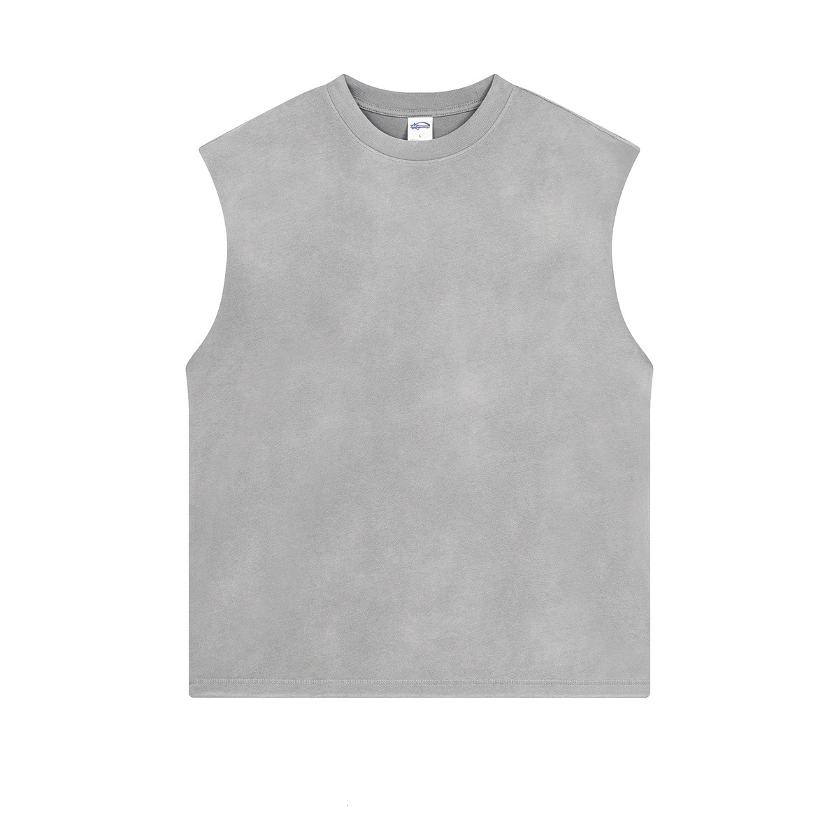 2025 Summer Pure Cotton Spray Dyeing Used T-shirt Men's Sports Shoulder Trendy Brand Loose Sleeveless Tank Top for Men