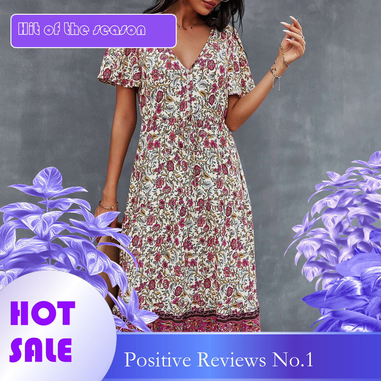 Dongdumaoyi Vintage Floral Print Dress Chic Fashion Women Cotton Bohemian Button Maxi Dresses Ladies V Neck Summer Beach Boho Vestidos