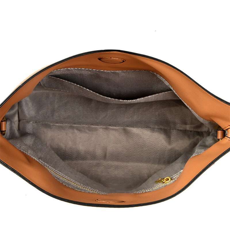 New Brand Drawstring Handbag Orange High-End Soft Genuine Leather Messenger Exquisite Smooth Shiny Black Shoulder Bag