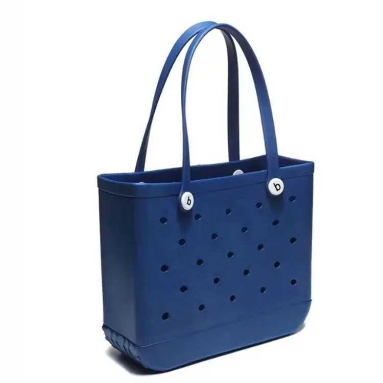 M/L/XL Fi Large Beach Bag EVA Rubber Waterproof Storage Basket Travel Shopping Handbag Wen Shoe Solid Color Bag Y2504092W