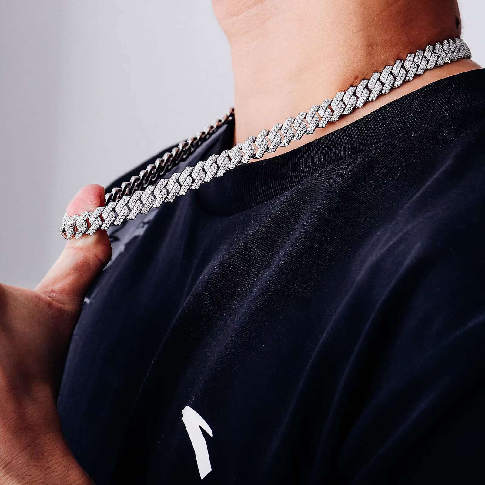 Jewelry Set Ready to Ship 12mm Moissanite Cuban Bracelet Chain Necklace 2 Rows for Men VVS D Iced Out 925 Sterling Silver
