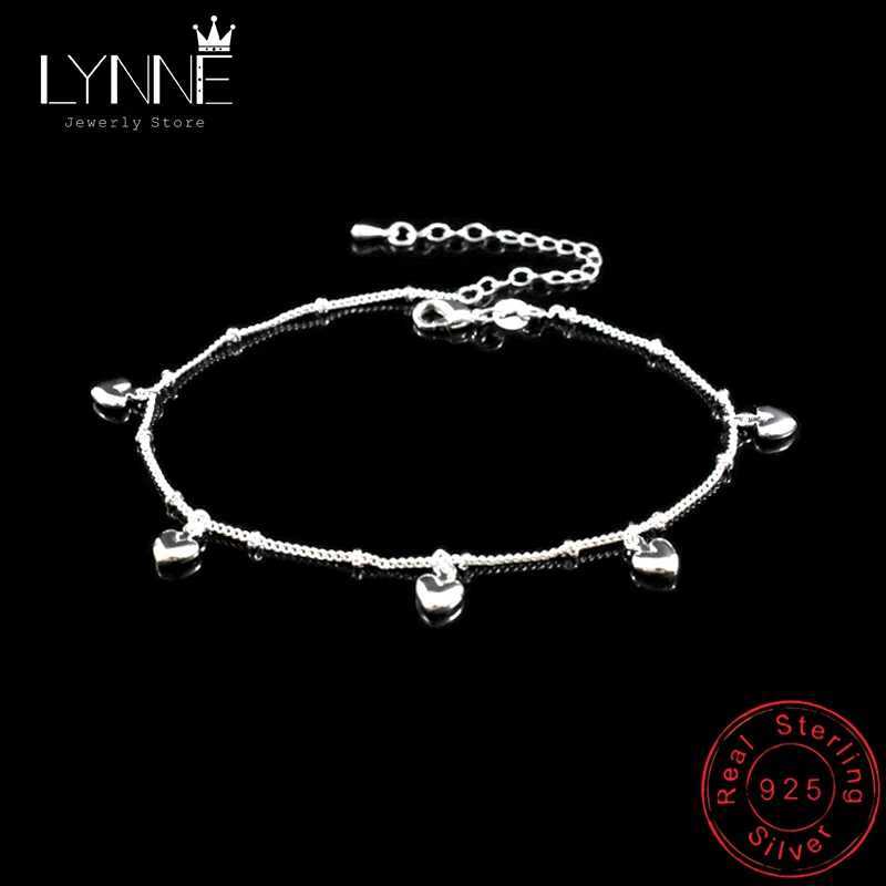 New Fashion 925 Sterling Silver Simple Exquisite Heart Pendant Anklets Women Jewelry Birthday Gift Summer Foot Chain Bracelets Z250408