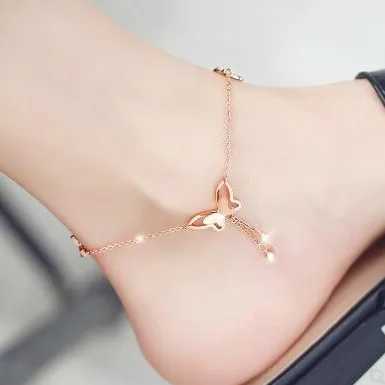 Korean Version Of The 2019 Fashion New Anklet Simple Wild Simple Adjustable Long Butterfly Crystal Ladies Anklet Gift Wholesale Z250408