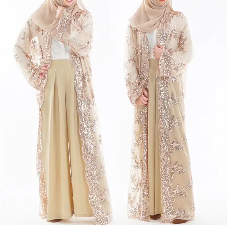 Eid al Fitr Shining Open Kimono Abaya Muslim Women 250409