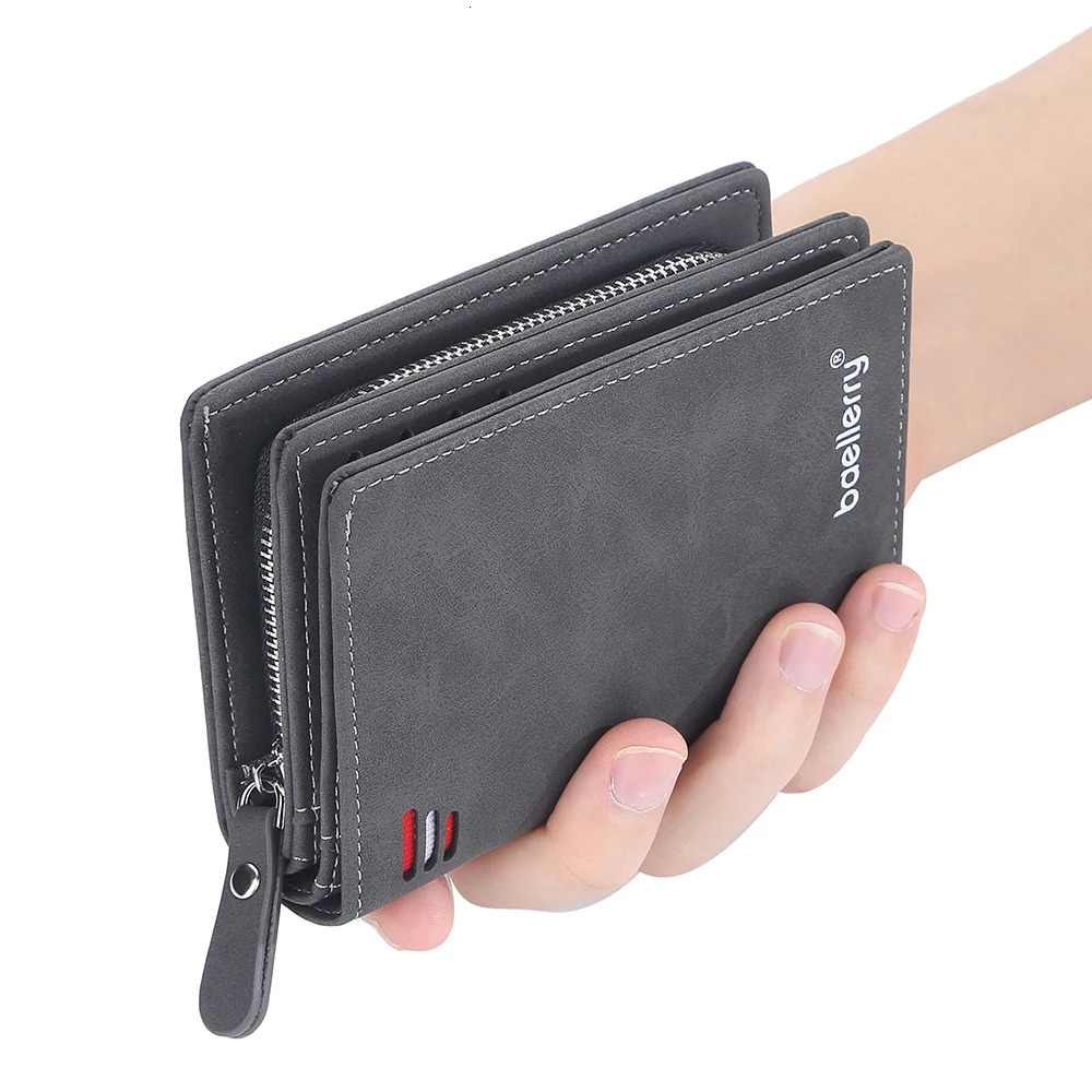 leather mens wallet highquality zipper short n Hipster credit card holder inserted coin retro wallpaper 250408