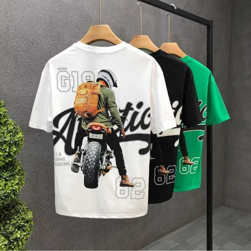 Summer mens cotton T-shirt Korean mens cool bear short sleeved top high-quality white T-shirt O-neck T-shirt mens clothingXJ250409